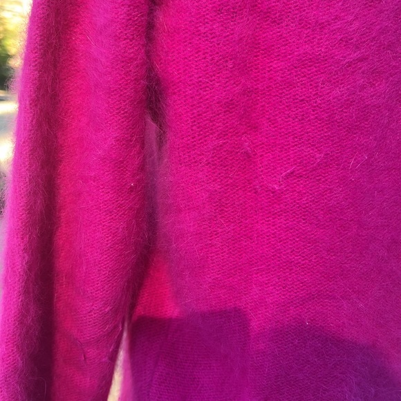 Barbie-core bright pink super soft angora & wool VTG retro v-neck sweater size M - Picture 4 of 8